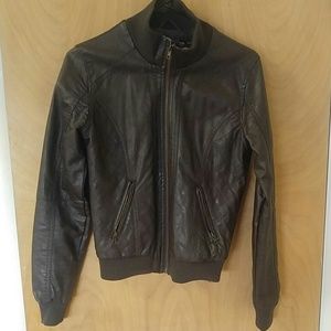 Faux leather bomber